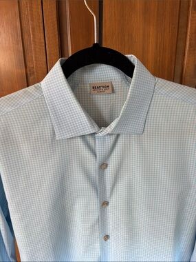 Kenneth Cole Reaction Slim Dress Shirt in Light Blue Micro-Check